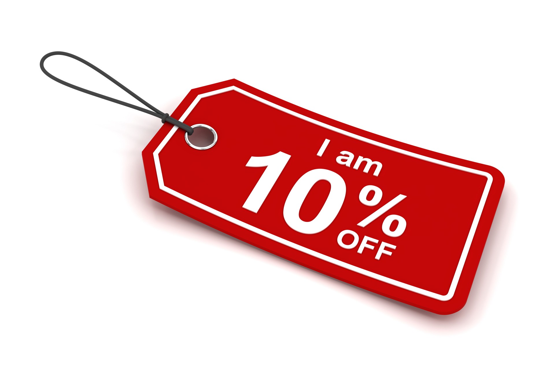 I am 10% off sale tag, 3d render