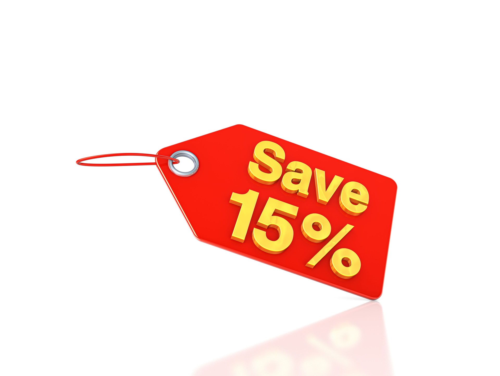 Price tag with 15 percent discount